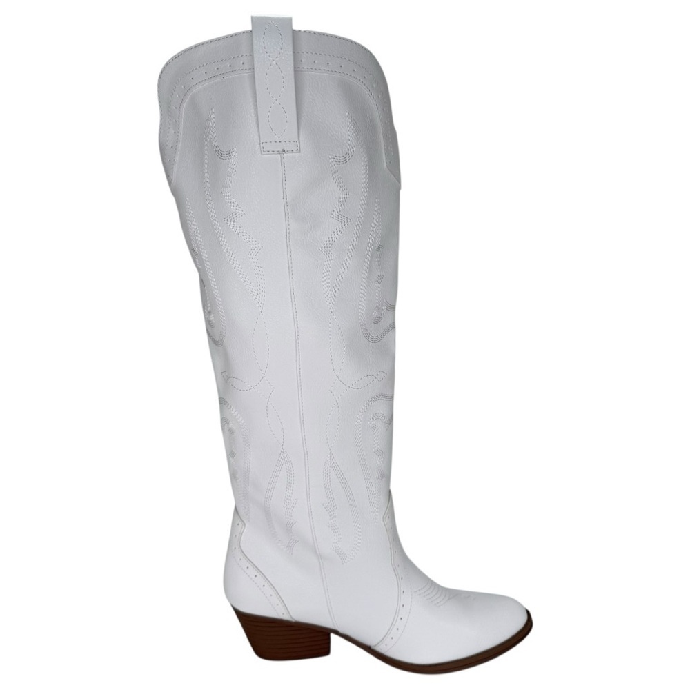Sugar Tall Tam White Faux Leather Knee High Womens Western Style Boots Size 9.5M - Picture 5 of 13